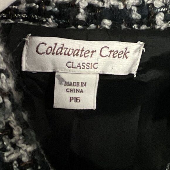 Coldwater Creek Mohair Wool Blend Moto Tweed Jacket, Black & Gray, Petite 16 - Picture 9 of 11